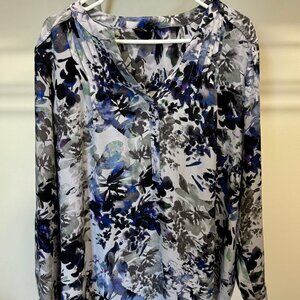 Simply Vera Vera wang Blue Floral Blouse Size XXL